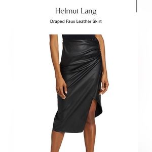 Helmut Lang vegan leather draped wrap skirt